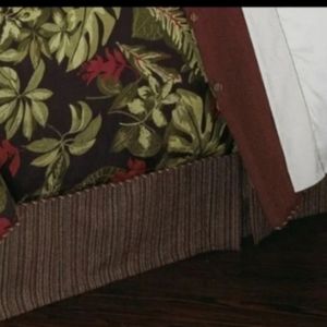 NWT EASTERN ACCENTS luxury bed skirt Queen Quentin olive striped tailored